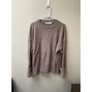 Logene Brown Crewneck, Oversized Fuzzy Knit Pullover Sweater (XL)